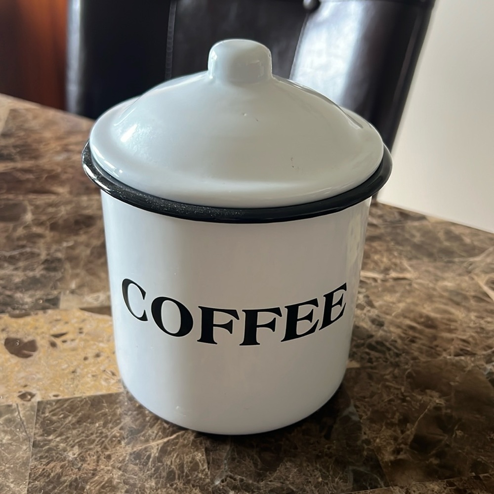 Coffee canister, had a chip on the cover I painted, down in last picture
